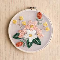 Leisure Arts Organza Embroidery Kit - Magnolias (Completed embroidery project)