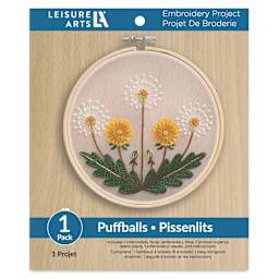 Leisure Arts Organza Embroidery Kit - Puffballs front of packaging