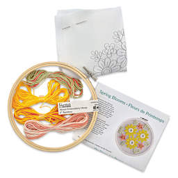 Leisure Arts Organza Embroidery Kit - Spring Blooms, contents laid out