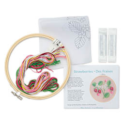 Leisure Arts Organza Embroidery Kit - Strawberries, contents