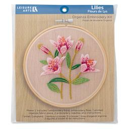 Leisure Arts Organza Embroidery Kit - Lilies, front of packaging