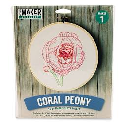 Leisure Arts Embroidery Kit - Coral Peony, front of the packaging