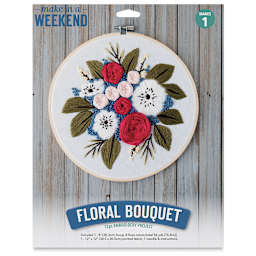 Leisure Arts Embroidery Kit - Floral Bouquet, front of the packaging