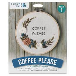 Leisure Arts Embroidery Kit - Coffee Please, front of the packaging