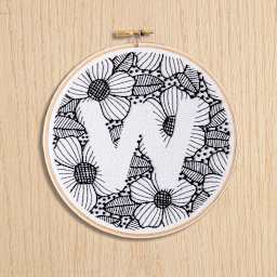 Leisure Arts Embroidery Kit - Monogram, completed project