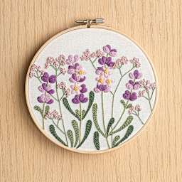Leisure Arts Embroidery Kit - Lavender Haze, completed project