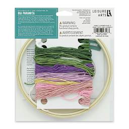 Leisure Arts Embroidery Kit - Lavender Haze, back of the packaging