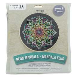 Leisure Arts Embroidery Kit - Neon Mandala, 6", front of the packaging