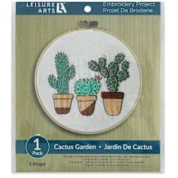 Leisure Arts Embroidery Kit - Cactus Garden, 6", front of the packaging