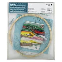 Leisure Arts Embroidery Kit - Green Fields, 8", back of the packaging