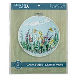 Leisure Arts Embroidery Kit - Green Fields, 8", front of the packaging