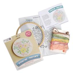 Leisure Arts Embroidery Kit - Springtime, 6", contents laid out