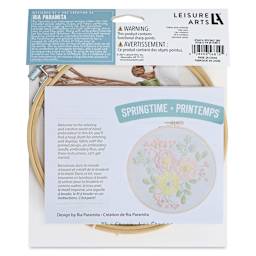 Leisure Arts Embroidery Kit - Springtime, 6", back of the packaging