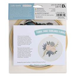Leisure Arts Embroidery Kit - Floral Swag, 6", back of the packaging