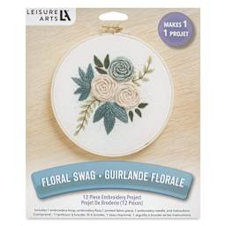 Leisure Arts Embroidery Kit - Floral Swag, 6", front of the packaging