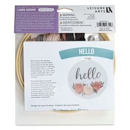 Leisure Arts Embroidery Kit - Hello, 6", back of the packaging
