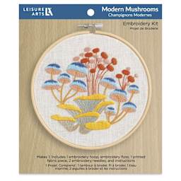 Leisure Arts Embroidery Kit - Modern Mushrooms, 6" - front of packaging