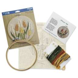 Leisure Arts Embroidery Kit - Wheat, 6" - contents