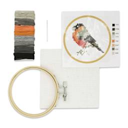 Kikkerland Mini Cross Stitch Embroidery Kit - Bird (Kit contents)