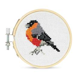 Kikkerland Mini Cross Stitch Embroidery Kit - Bird (Completed cross stitch embroidery bird) 