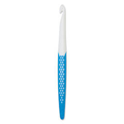 Prym Ergonomics Crochet Hook - M, hook in upright position outside of the packaging