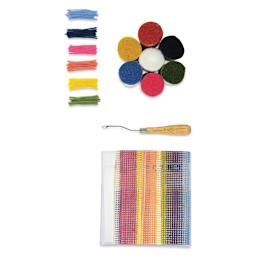 Loran Latch-Stitch Pillow Kits - Bright Stripes, 16" x 16" (Kit contents)