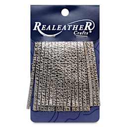 Realeather Fringe - Front of package of Metallic Gunmetal Fringe
