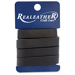 Realeather Leather Strips - Front of package of Black roll of leather
