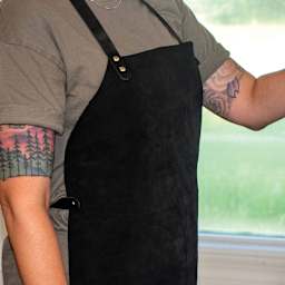 Realeather Leather Strip - Black, 3/4" x 48", apron with Realeather strips