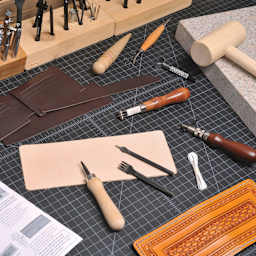 Realeather Edge Beveler with other tools on table