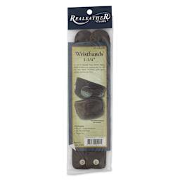 Realeather Leather Wristbands - Assorted Browns, Pkg of 2, front of the packaging