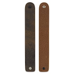 Realeather Leather Wristbands - Assorted Browns, underneath two wristbands