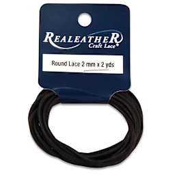 Realeather Round Leather Lace - Loop of Black cord on hang tag