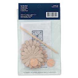 Realeather Daisy Leather Sculpting Kit - Daisy Flower, Kit of 7 pieces, back of the packaging