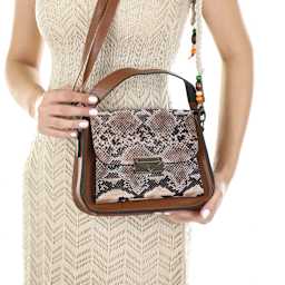 Realeather Printed Leather Trim - Python Taupe, purse made with trim