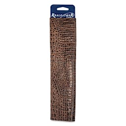 Realeather Printed Leather Trim - Caiman Light Brown, wrapped around packaging