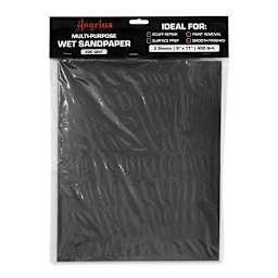 Angelus Multi-Purpose Wet Sandpaper - Package of 5 Sheets, 9" x 11", 400 Grit (Front of packaging)