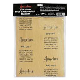 Angelus Multi-Purpose Wet Sandpaper - Package of 5 Sheets, 9" x 11", 800 Grit (Back of packaging)