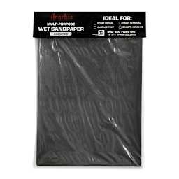 Angelus Multi-Purpose Wet Sandpaper - Package of 15 Sheets, 9" x 11", Assorted Grit (Front of packaging)