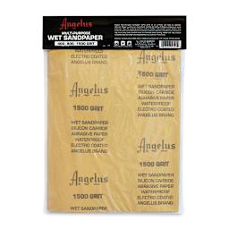 Angelus Multi-Purpose Wet Sandpaper - Package of 15 Sheets, 9" x 11", Assorted Grit (Back of packaging)