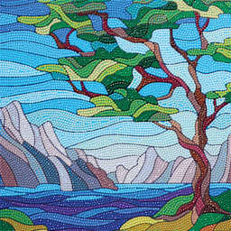 Leisure Arts Diamond Painting Kit - Stained Glass River, finished design