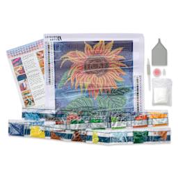 Leisure Arts Diamond Painting Kit - Sunflower, contents