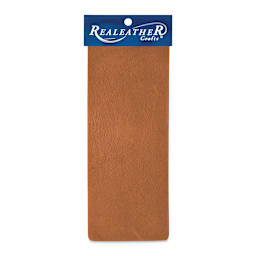 Realeather Deertan Leather Trim - Brown, leather sheet wrapped around packaging