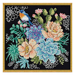 Design Works Counted Cross Stitch Kit - Succulents, 10" x 10" - finished project in frame (not included)