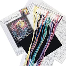 Design Works Counted Cross Stitch Kit - Haunted House, 11" x 14" - contents