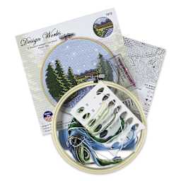 Design Works Counted Cross Stitch Kit - Starry Night, 6" - contents