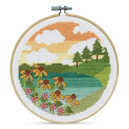Design Works Counted Cross Stitch Kit - Lakeside, 6" - finished project