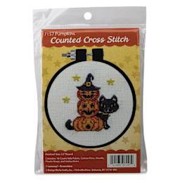 Design Works Counted Cross Stitch Kit - Pumpkins, 3-1/2", front of packaging