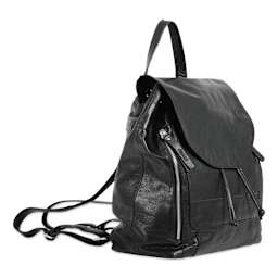 Muud Gimo Leather Backpack - Black - side, angled