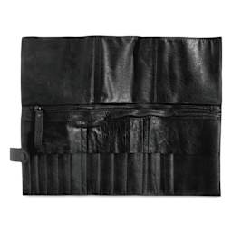 Muud Stockholm Leather Knitting Needle Case - Black - rolled out